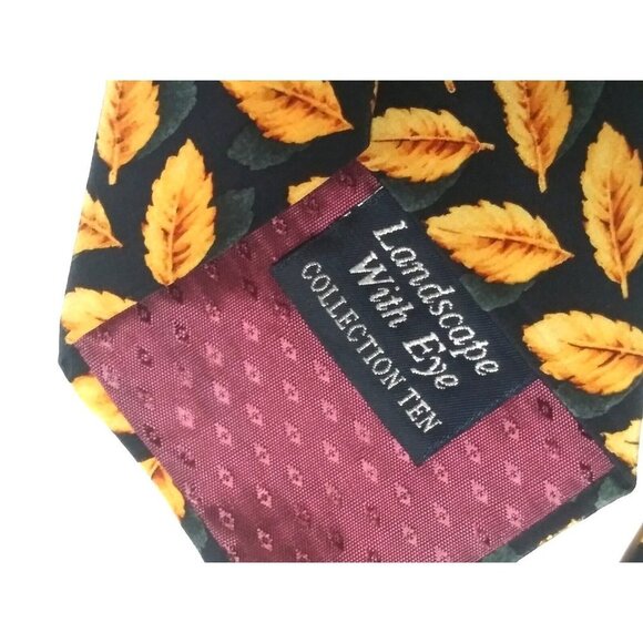 J. Garcia Mens Tie Landscape With Eye Collection Ten Limited Wide leaf print EUC - Picture 6 of 8